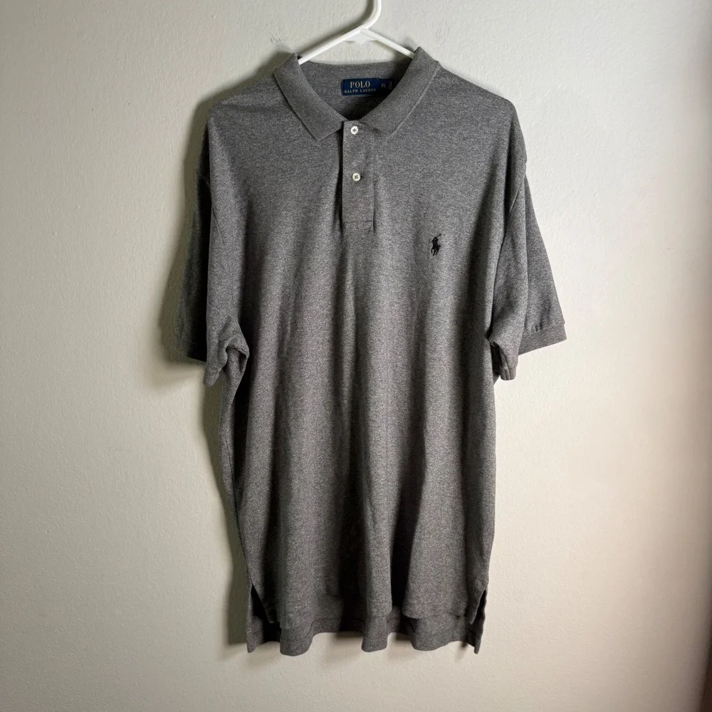 Polo Ralph Lauren Mens XL Heather Grey Short Sleeve Cotton Jersey‎ Polo Shirt